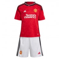 Camisa de Futebol Manchester United Anthony Martial #9 Equipamento Principal Infantil 2023-24 Manga Curta (+ Calças curtas)